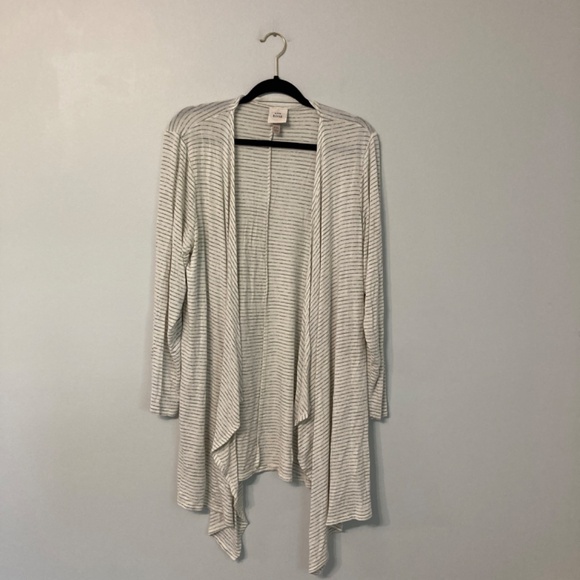 Knox Rose Waterfall Cardigan XXL Open Front Stripe Modest Flowy Breezy Stretch - Picture 2 of 7